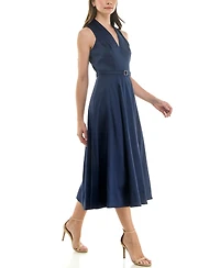 Taylor Women's Sleeveless Belted Mikado A-Line Dress