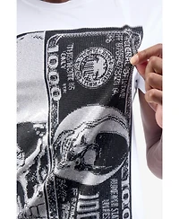heads or tails Men's Skull And Money Rhinestone Crew T-Shirt