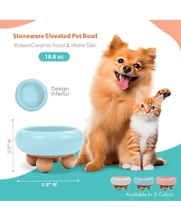 P.t. Supply Co. Elevated Bubble Shaped Stoneware Pet Bowl, Raised Ceramic Food & Water Dish for Dogs and Cats