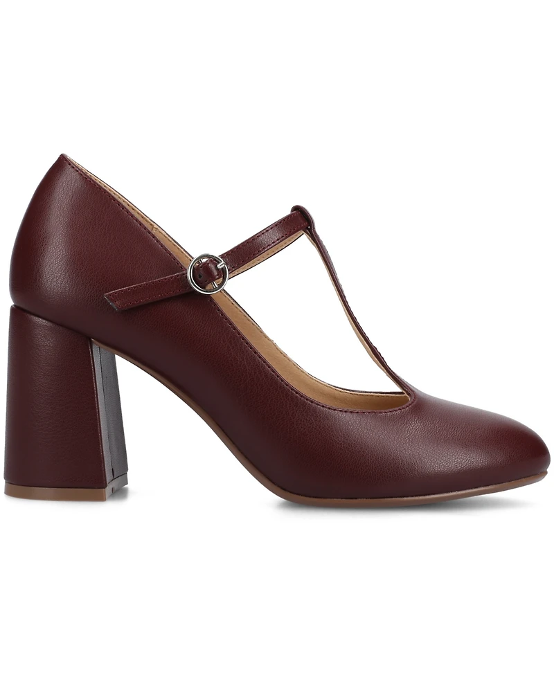 Journee Collection Women's Talani T-strap Almond Toe Dress Pumps