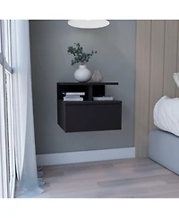 Minimalist Floating Faux Wood Nightstand with Storage Drawer