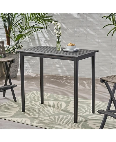 Outdoor Minimalist Acacia Wood Rectangle Bar Table - Dark Gray