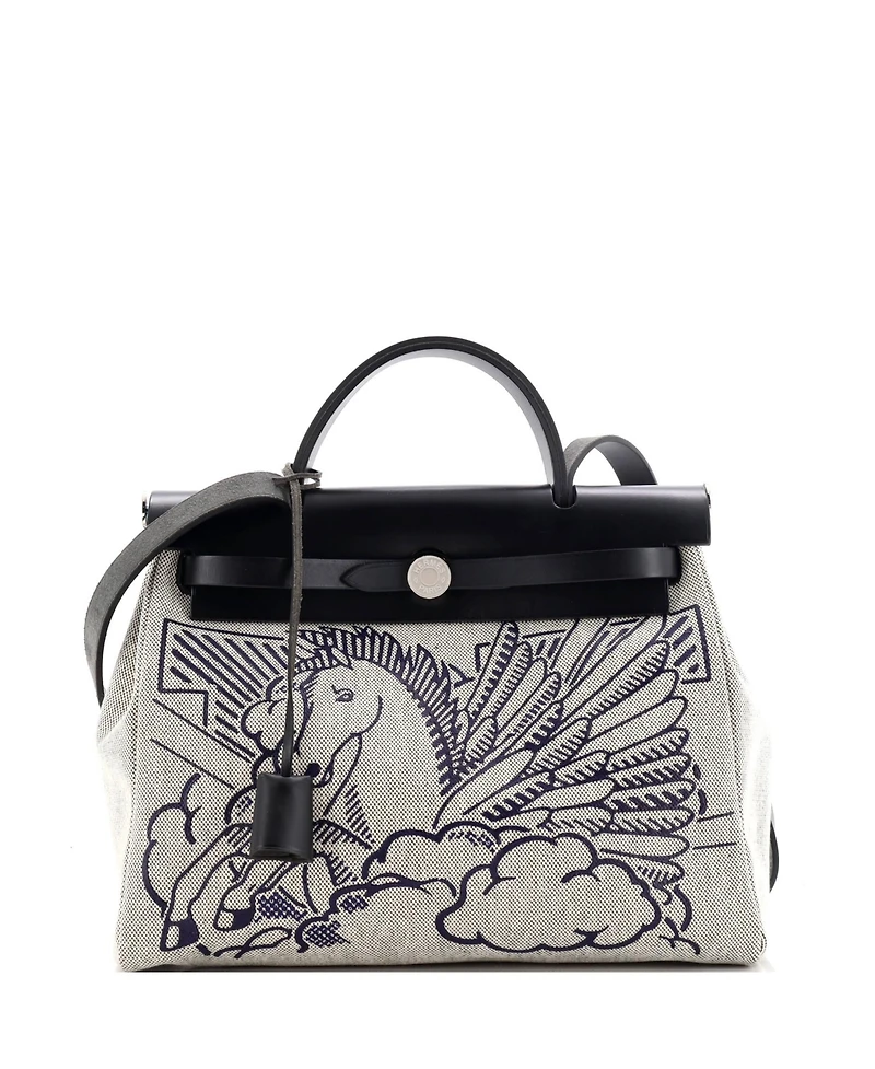 Pre-Owned Hermes 31 Herbag Zip Pegase Pop Toile and Leather