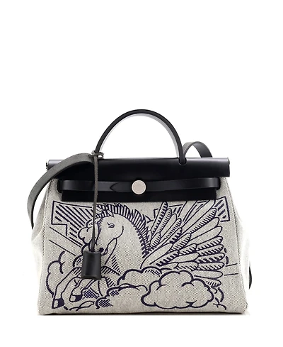 Pre-Owned Hermes 31 Herbag Zip Pegase Pop Toile and Leather