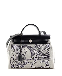 Pre-Owned Hermes 31 Herbag Zip Pegase Pop Toile and Leather