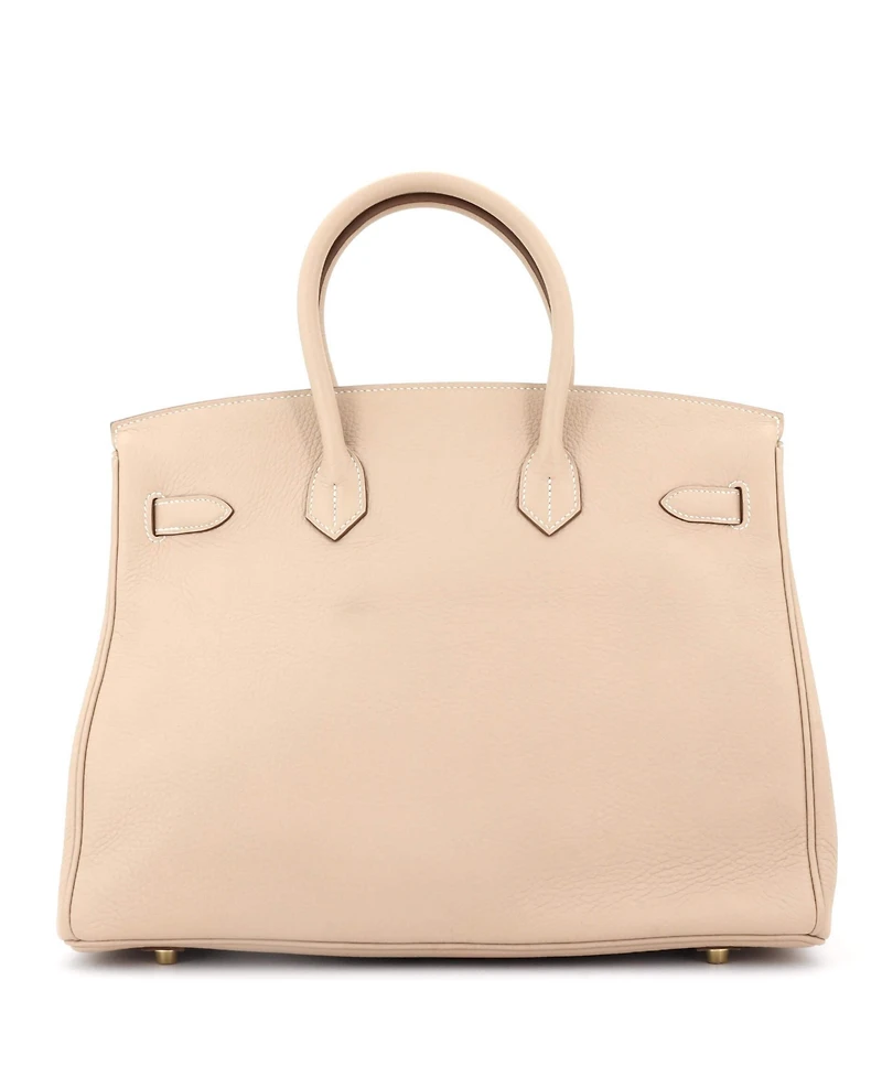 Pre-Owned Hermes Birkin 35 Handbag Light Clemence with Gold Hardware