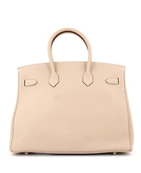 Pre-Owned Hermes Birkin 35 Handbag Light Clemence with Gold Hardware