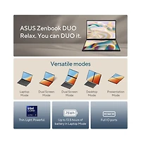 14" Zenbook Duo UX8406 Touchscreen Laptop Intel Core Ultra 9 Processor 285H 32GB Ram LPDDR5X Intel Arc Graphics 1TB Ssd Storage - Inkwell Gray