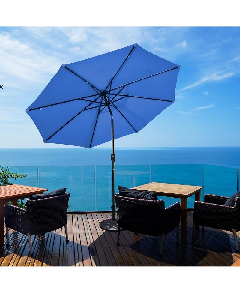 10 Feet Outdoor Patio Umbrella with Bright Solar Led Lights