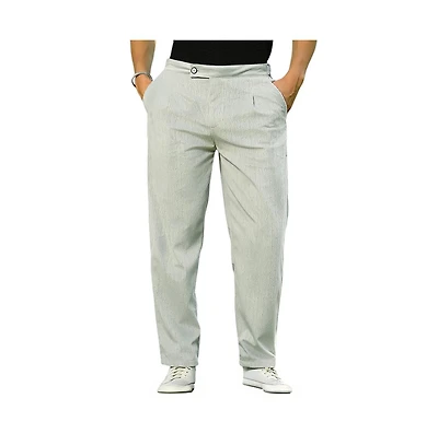 Campus Sutra Men's Cloud Grey Veined Tailored Trousers
