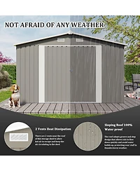 10x14 Ft Outdoor Metal Storage Shed with Doors & Vents