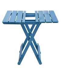 Folding Square Patio Table - Solid Wood, Blue