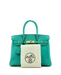 Pre-Owned Hermes Birkin 30 Handbag Green Epsom with Gold Hardware