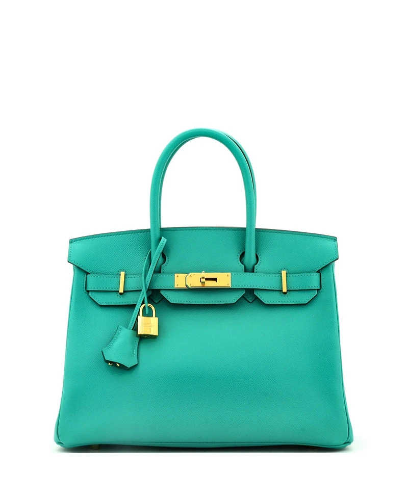 Pre-Owned Hermes Birkin 30 Handbag Green Epsom with Gold Hardware