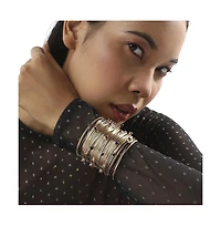 Sohi Metallic Ribbed Wire Statement Bracelet