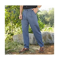 Campus Sutra Men's Steel Blue Tailored Linen-Blend Trousers