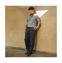 Campus Sutra Men's Midnight Black Straight-Cuffed Pleated Trousers