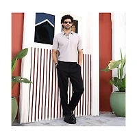 Campus Sutra Men's Saltbox Beige Seamless Cuboid Polo T-Shirt