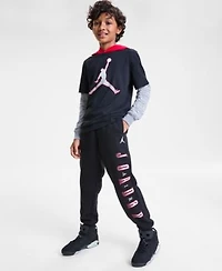 Jordan Big Boys Gametime Layered Look Hoodie Chenille Patch Pants