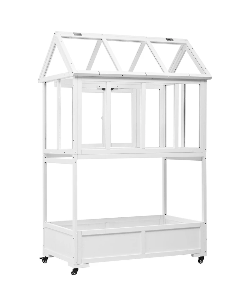 Portable Cold Frame Greenhouse with Wheels & Storage