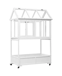 Portable Cold Frame Greenhouse with Wheels & Storage