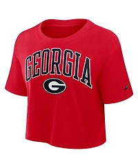 Nike Women's Red Georgia Bulldogs Power Pursuit Athletic Prep Arch Performance Cropped T-Shirt
