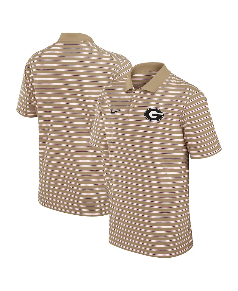 Nike Men's Tan Georgia Bulldogs Athletic Prep Striped Performance Polo Shirt