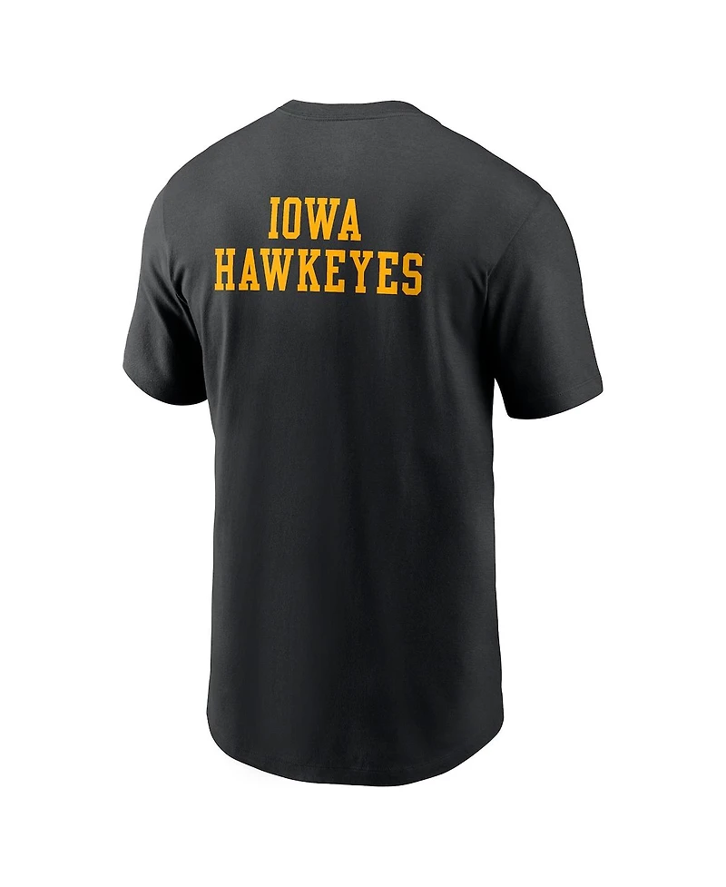 Nike Men's Black Iowa Hawkeyes 2-Hit Stacked T-Shirt