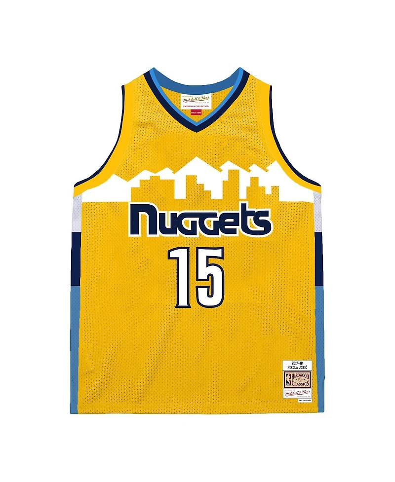 Mitchell & Ness Men's Nikola Jokic Yellow Denver Nuggets 2017-18 Swingman Jersey