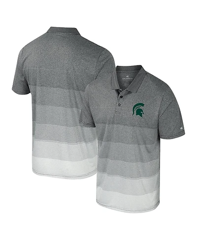 Colosseum Men's Gray Michigan State Spartans Striped Mesh Polo Shirt