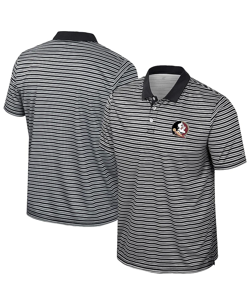 Colosseum Men's Black Florida State Seminoles Striped Polo Shirt