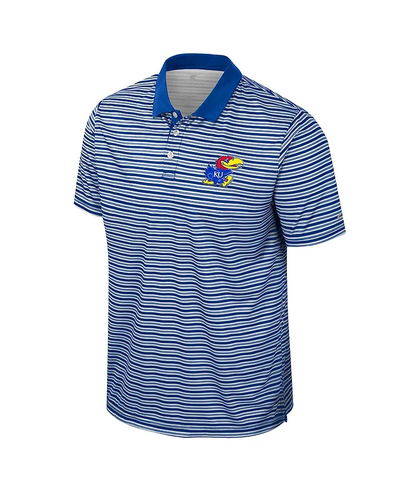 Colosseum Men's Royal Kansas Jayhawks Striped Polo Shirt