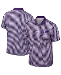 Colosseum Men's Purple Tcu Horned Frogs Striped Polo Shirt