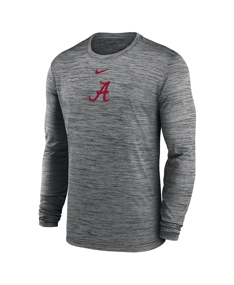 Nike Men's Charcoal Alabama Crimson Tide 2025 Sideline Velocity Performance Long Sleeve T-Shirt