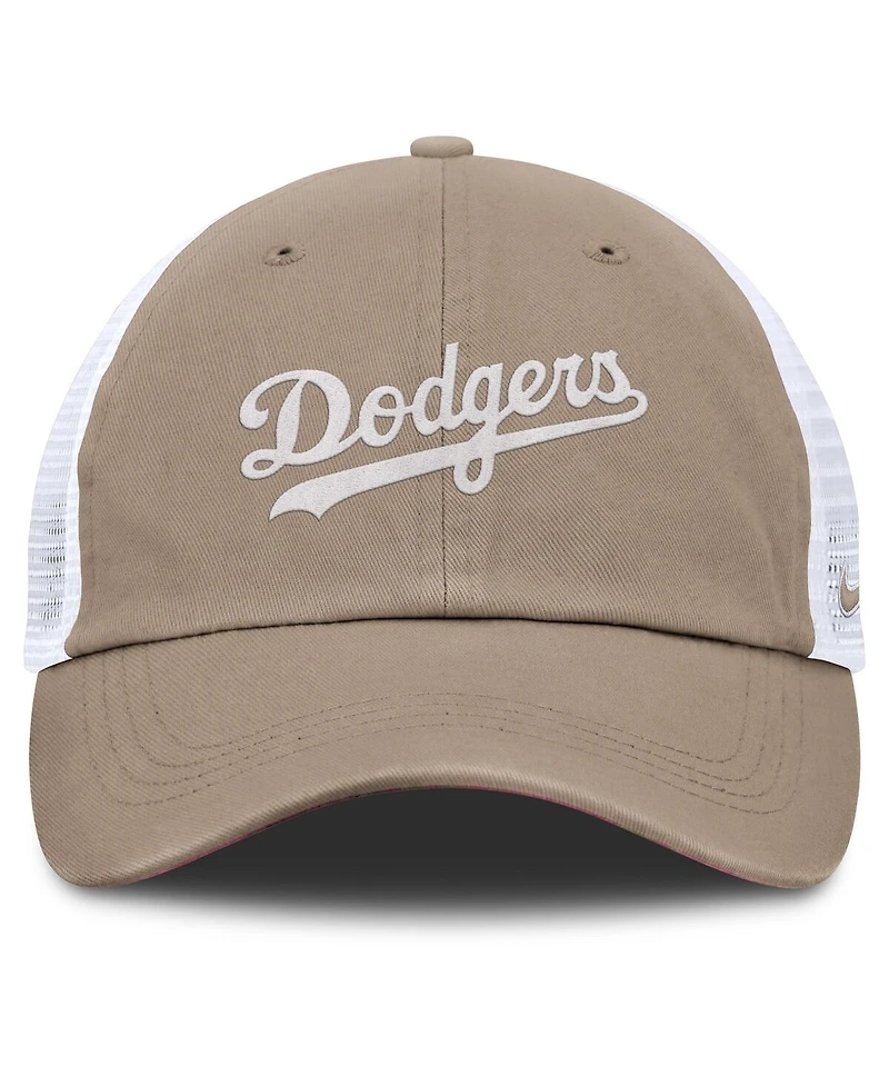 Nike Men's and Women's Khaki/White Los Angeles Dodgers Club Trucker Adjustable Hat
