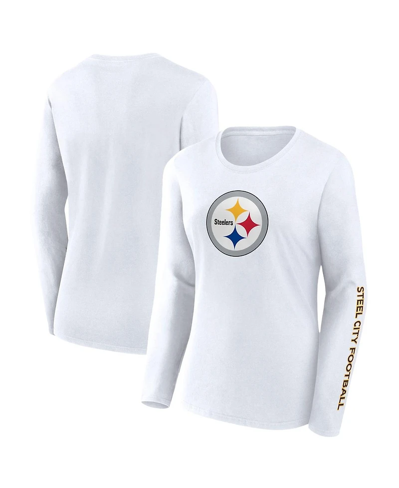 Fanatics Women's White Pittsburgh Steelers Long Sleeve T-Shirt