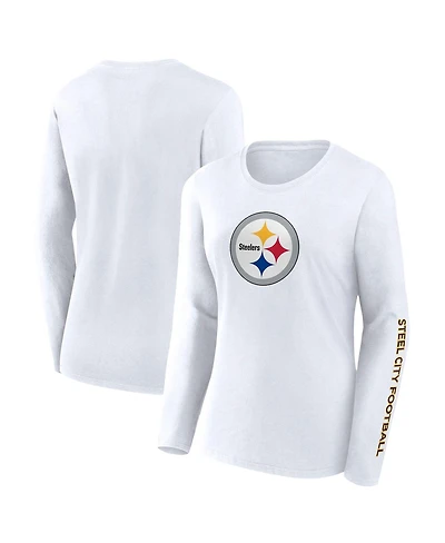 Fanatics Women's White Pittsburgh Steelers Long Sleeve T-Shirt