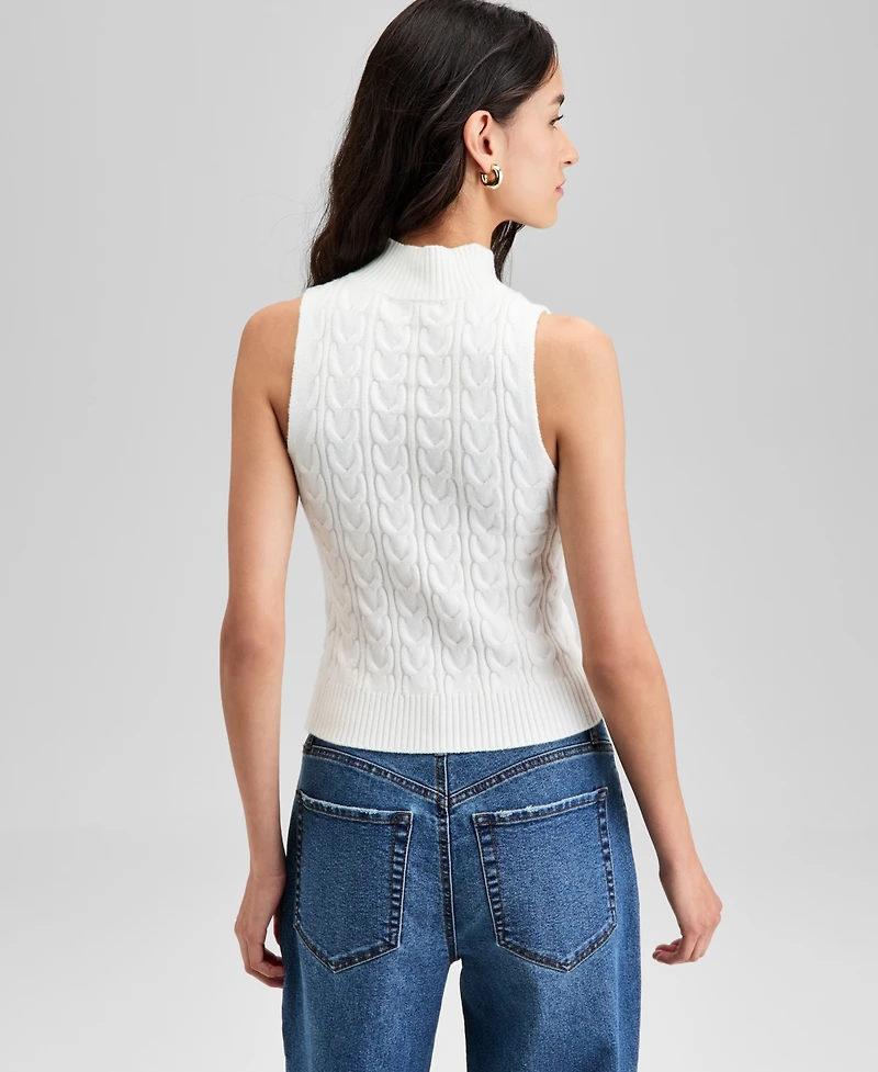 And Now This Women's Mock-Neck Cable-Knit Sweater Tank Top, Exclusively at Macy's