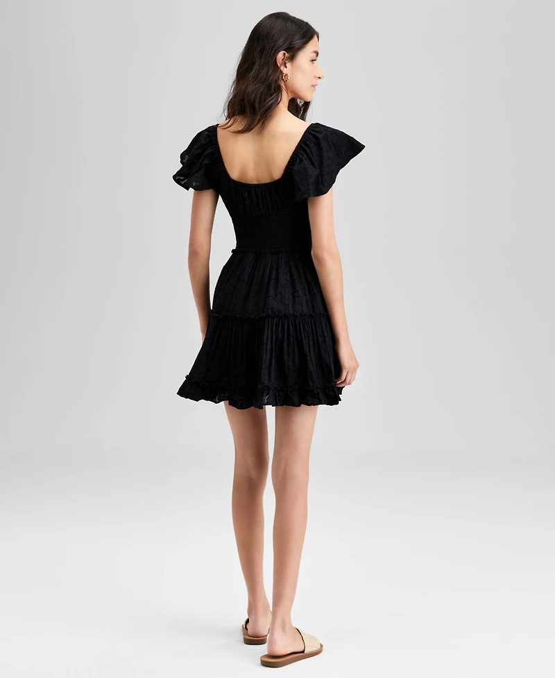 And Now This Women's Cotton V-Neck Fit & Flare Lace Dress, Exclusively at Macy's
