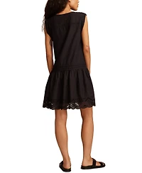 Lucky Brand Women's Cotton Cutwork Tiered Minidress