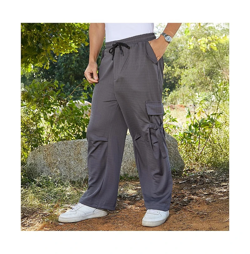 Campus Sutra Men's Moon Grey Checkered Baggy Cargo Pants
