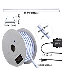 DELight 100FT Rgb Neon Rope Lights with 2" Plastic U Channel System 10PCS,App & Remote Control Ac 110V Waterproof Cuttable Del-D1M100R