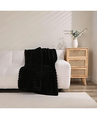 Kate Aurora Modern Lux Ultra Soft & Plush Ribbed Accent Throw Blanket - 50 in. W x 60 L Navy