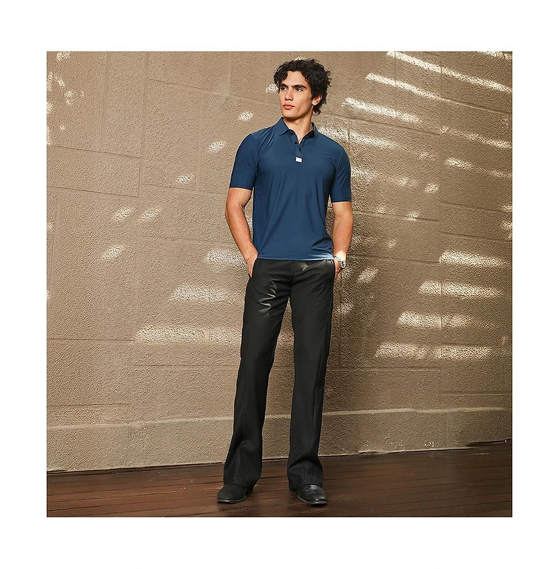 Campus Sutra Men's Navy Blue Seamless Solid Polo T-Shirt
