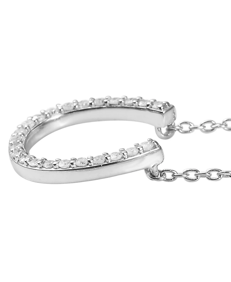 Diamond Horseshoe 18" Pendant Necklace (1/8 ct. t.w.) in Sterling Silver or 14k Gold-Plated Sterling silver