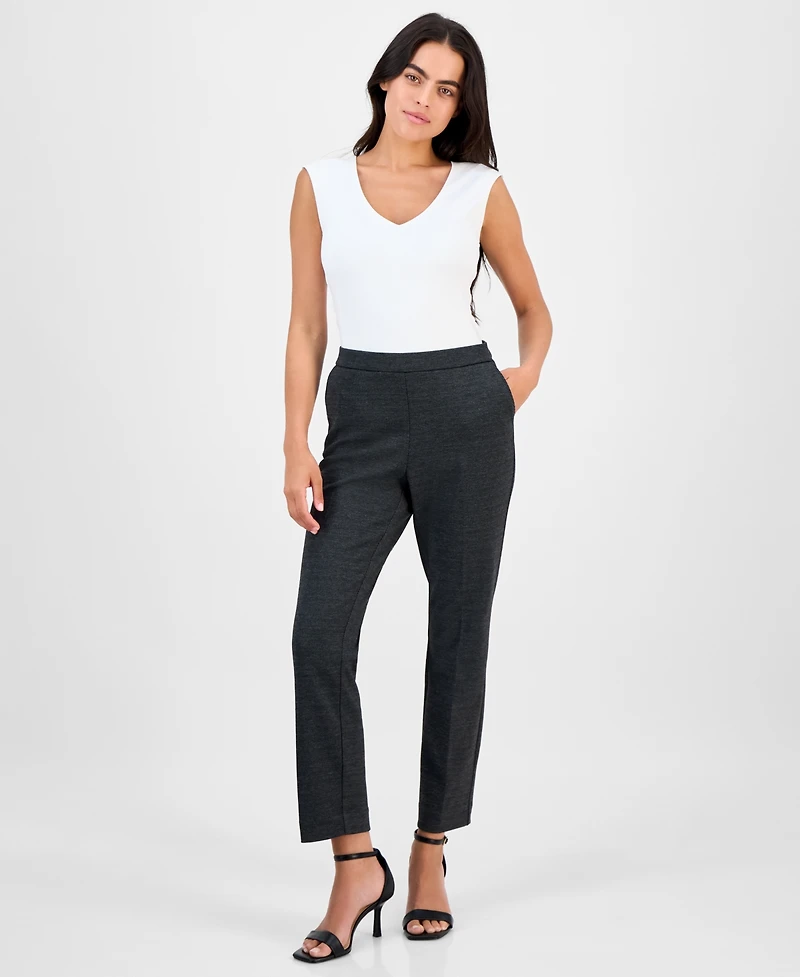 Ak Anne Klein Petite Mid-Rise Pull-On Straight-Leg Ankle Pants