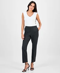 Ak Anne Klein Petite Mid-Rise Pull-On Straight-Leg Ankle Pants