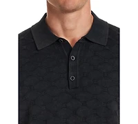 Weatherproof Vintage Men's Short Sleeve Diamond-Pattern Polo Sweater