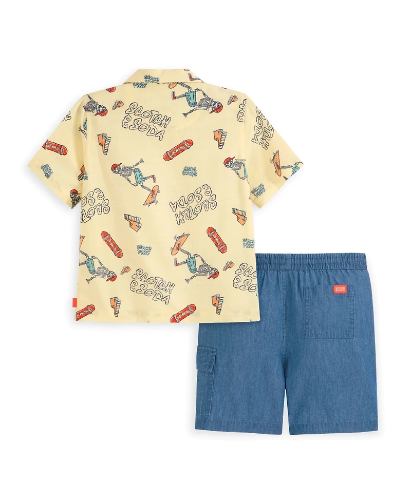 Scotch & Soda Little Boys 2-Piece Woven Shirt and Shorts Set