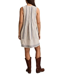 Lucky Brand Women's Printed Cotton Pintuck Mini Dress